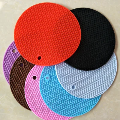 Hot Pads Non-Slip Silicone Heat-Resistant Coasters Triv Honeycomb Multipurpose Drying Mat Pot Holders-Household Rubber