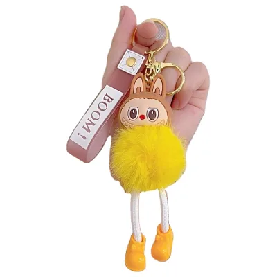 Linda Bubble Mart Labubu Plush Keychain Kawaii Long-legged Plush Mini Dolls Bag Charm Keychain Labubu Toys