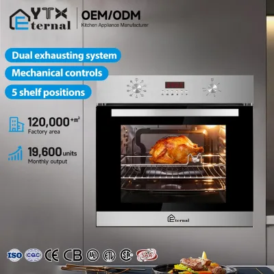 Integrated Steaming Baking Machine Tempered Glass Door Silver Home Kitchen 66L 71L Electric Built-in Oven