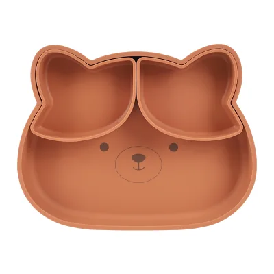 Custom Print Logo Food Grade Silicone Toddler Eeating Utensils Suction Dish Plate Silicone Baby Feeding Set