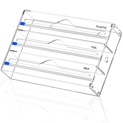 New Design Household Kitchen Acrylic Cling Film Cutting Box with Compartment