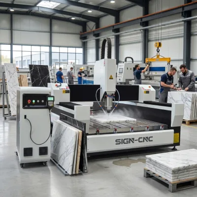 5.5KW Water Cooled Stone CNC Router for Marble Granite Engraving 3D Relief Carving with HQD Spindle & T-Slot Water Table