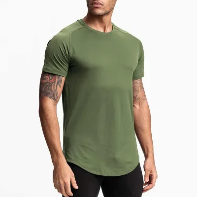 ODM Custom Men Training t Shirt Quick Dry Curved Hem Gym Workout Fitness Men T-shirt
