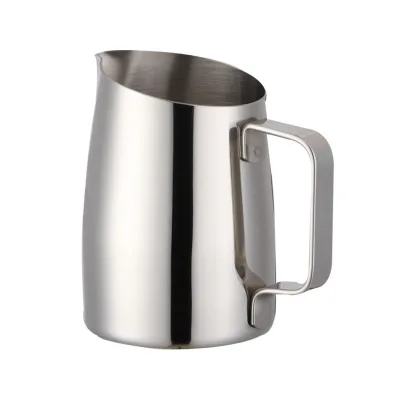 Best Selling 400ml Bevel Connection Frothing Pot 304 Stainless Steel Milk Jug Coffee Milk Jugs