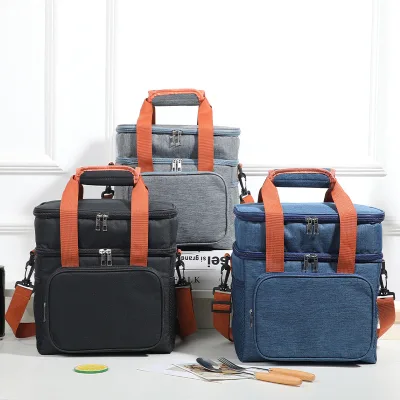 New Hot-Selling Double-Layer Insulated Bag Handheld Crossbody Lunch Bag Outdoor Food Insulation Bag