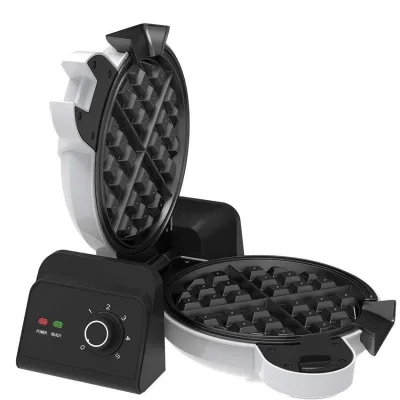 Custom Logo Electric 7.48 Inch Top Fill Pour Batter Vertical Rotary Waffle Maker Iron Round Mini Belgian Household