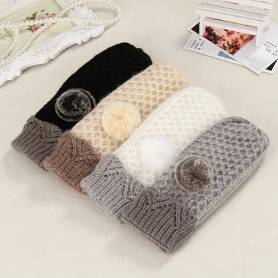 Wholesale Custom Trend Ladies' Casual Warm Acrylic Mohair Knit Winter Gloves Mittens Waterproof for Daily Sports Party Custom