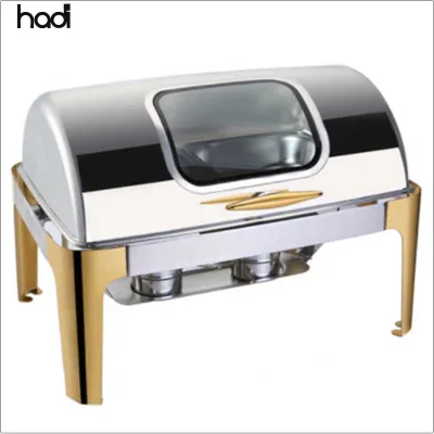 Modern HD Catering Buffet Serving Stove 9L Stainless Steel Chaffer with Glass Top Deluxe Food Warmer Window