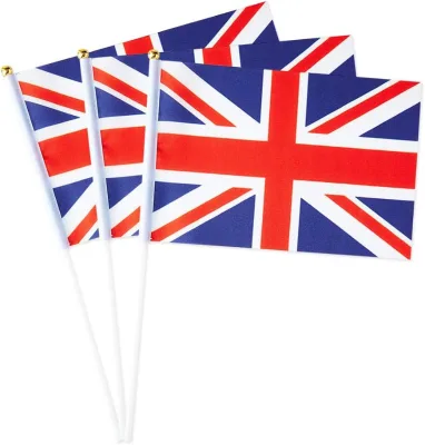 Small Flags,Wholesale 100% Polyester British Hand Flag Custom Logo 14*21cm(5.5in*8.2in) High Quality Digital Printing