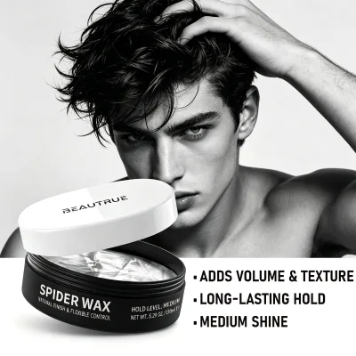 Mens Spider Hair Wax with Flexible Hold Hair Wax Pomade Creates Spiky Messy Looks Natural Texture Volume and Lasting Control