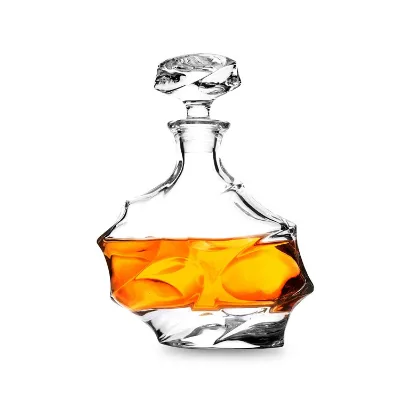 Round Decanter with clear Crystal Glass on the Whiskey Side Wine glassware Set