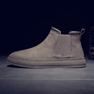 2025 Autumn and Winter High Top Suede Leather Board Shoes Thick Soled Leather Boots Men's Cargo Retro Suede Boots