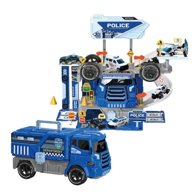 Truck Deformed Portable City Scene Track Slot Garage Parking Lot Toys With Alloy Car