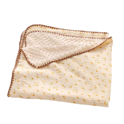 Wholesale Breathable 2 Layers Gauze Soft Infant Baby Muslin Minky Swaddle Blankets