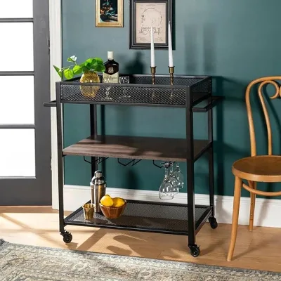 Kitchen Serving Cart with Removable Tray, 3-Tier Kitchen Utility Cart on Wheels with Storage