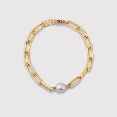 Newest 925 Sterling Silver 18K Gold Plated Baroque Irregular Pearl Bracelet