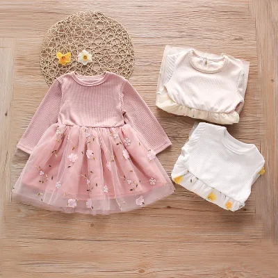 Baby Girls Toddler Tutu Dress Long Sleeve Dresses for Winter for Girls Cotton Tulle Gauze Girls Skirt Dress for 1-7 Years