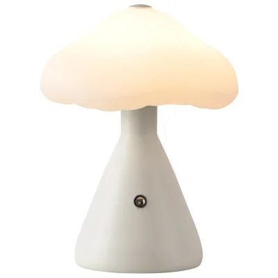 Modern Rechargeable LED Mushroom Table Lamp for Bedroom Bedside Night Light with Warm White Light Source and Remote Control
