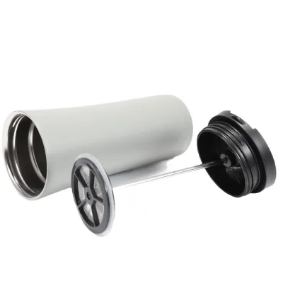 Stainless Steel French Press Tumbler 500ml Double Wall Vacuum Insulated Coffee Travel Mug All-in-One Portable Brewer BPA Free