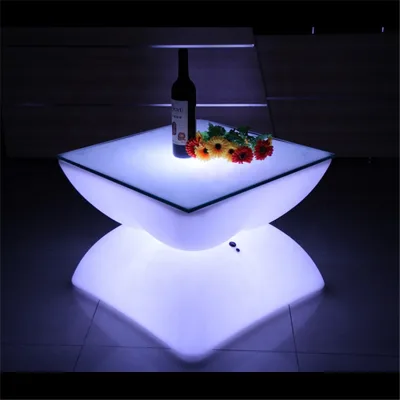 Modern LED Furniture for BAR KTV Rechargeable Battery Table and Chairs Colorful Plastic for Night Club or Living Room Use