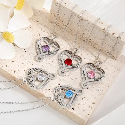 Love Heart Birthstone Necklaces for Women Rose Gold Jewelry for Wife Girlfriend Mom Daughter for Anniversary Birthday Gift