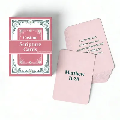 OEM Customized Printed Front and Back God's Words Cards Personalized Luxury Bible Prayer Cards with Box