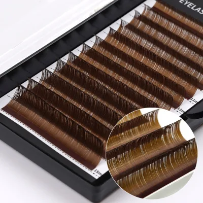 New Arrival Fake Brown Eyelash Easy Fan Lash 0.03 Cc Dark Light Brown Lash Extensions