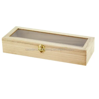 Hinged Wooden Box with Glass Lid