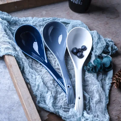 Europe Style Dinnerware Porcelain Big Soup Spoon Noodle Lamian Spoon for Restaurant