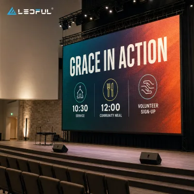 Wide Rental LED Worship Wall P2.6 for Modern Church Sunday Service with fast-lock touring cabinets Rental Installation