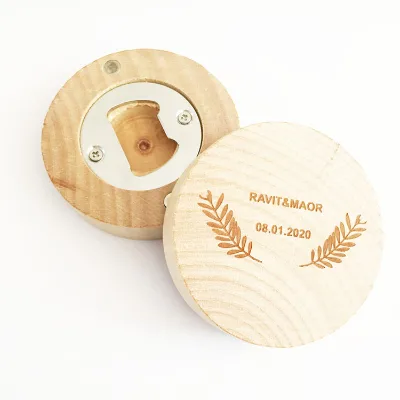 Round Wooden Bottle Opener Coasters Bottle Opener with Custom Logo/ Text Wedding Favor Bottle Opener for Wedding Gifts