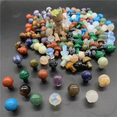 20MM Crystal Healing Stones Gifts Small Size Cute Shape Multi Materials Available Crystal Mushroom