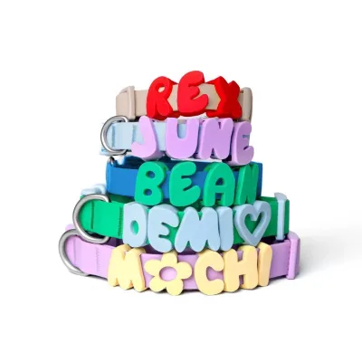 Elegant Waterproof PVC Dog & Cat Collar Removable 3D Custom Name Letters Sold Separately DIY Set for Small Medium Large Dogs