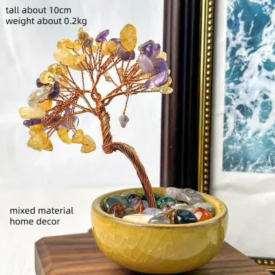 Wholesale High Quality Gemstone Spiritual Healing Crystal Chips Craft Citrine Mixed Material Gravel Money Tree for Home Decor