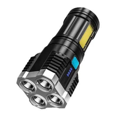 Super Bright 4led Rechargeable Flashlight Cob Side Light Multifunctional Strong Light Flashlight Outdoor LED Portable Flashlight