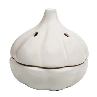 Stoneware Garlic Storage Container Keeper Cut and Store Garlic House Garlic Keeper