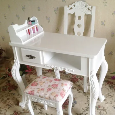 Customized Single Vintage Manicure Nail Table with Glass Top