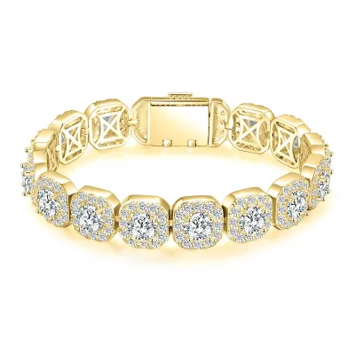 OAHLAN Fashion Jewelry Hip-hop Style 12mm Round Cut Cubic Zircon Inlay Brass Cuban Chain Tennis Bracelets for Men Women