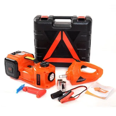 Portable 12V Rechargeable Car Electric Hydraulic Jack 4-in-1 Tyre Pump Inflator Steel Material Roadside Rescue Set