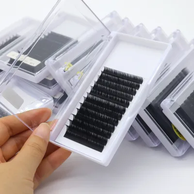 Hot Sale Wholesale Matte Black Handmade Lashes Custom logo Eyelash Extension Diy Flat Eyelash False Extension Lashes