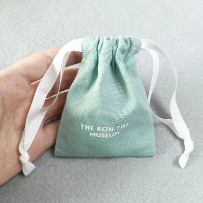 Custom Size Cotton Canvas Packaging Linen Pouch Christmas Fabric Muslin Drawstring Bag With Printed Canvas Drawstring Bag
