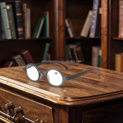 Newest Arrival Retro Small Round Reading Glasses with Spring Legs Multiple Frame Colors Light Blue Orange Gray Red White Yellow