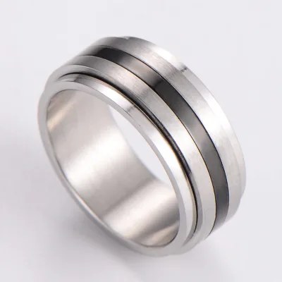 Custom Spinning Fidget Spinner Rotatable Stainless Steel Jewelry Male Rotating Freely Anti Anxiety Ring for Men