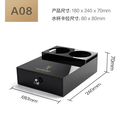 Custom Hotel Toiletries Storage Box Guest Room Cup Holder High Quality Rectangle Napkin Holder Black Acrylic Tissue Box
