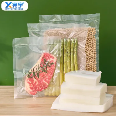 Wholesale Mesh Pattern Vacuum Preservation Bag Nylon Food Grade Plastic Compression Packaging Bag for Seafood Chicken Beef
