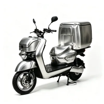 Electric Pizza Delivery Motorcycle Dual Battery 100km Range Food Cargo Box Heat Insulation