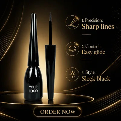 Waterproof long-lasting Eyeliner Sharp Eye Lines Flexible Control Deep Jet Logo Custom Wholesale Stock Black Liquid Eyeliner