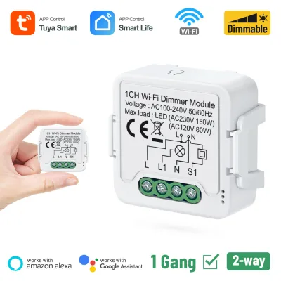 Tuya Smart WiFi Stepless Dimmer Module 1CH Mini Light Switch 100-240V Remote Control Work Alexa Google Home Smart Life App