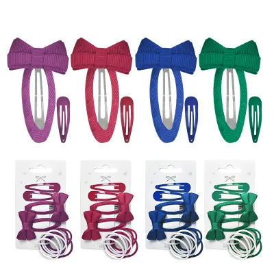 Elegant European Style 5cm Ribbon Hairpin Fabric Ribbon Bow Hair Braid Clip Hair Accessories for Party Custom Carton Packaging