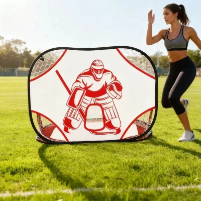 Pop up Foldable Hockey Training Goal With Printed Shooting Target for Home Lawn Hockey Drills